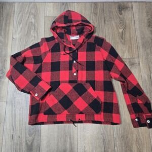 Montgomery Ward Red and Black Buffallo Plaid Wool Hoodie Pullover Women's Medium